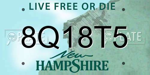8Q18T5 New Hampshire License Plate