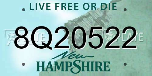 8Q20522 New Hampshire License Plate