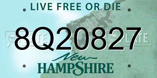 8Q20827 New Hampshire License Plate