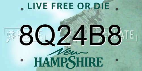 8Q24B8 New Hampshire License Plate
