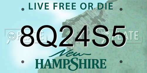 8Q24S5 New Hampshire License Plate