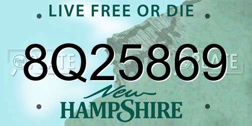 8Q25869 New Hampshire License Plate