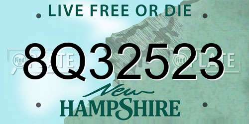 8Q32523 New Hampshire License Plate