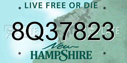 8Q37823 New Hampshire License Plate
