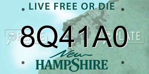 8Q41A0 New Hampshire License Plate