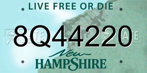 8Q44220 New Hampshire License Plate