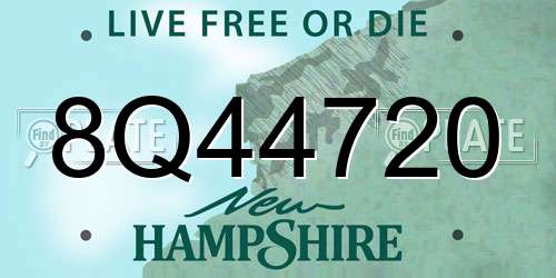 8Q44720 New Hampshire License Plate