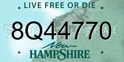 8Q44770 New Hampshire License Plate