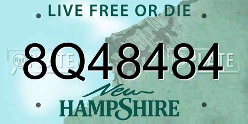 8Q48484 New Hampshire License Plate