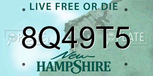 8Q49T5 New Hampshire License Plate