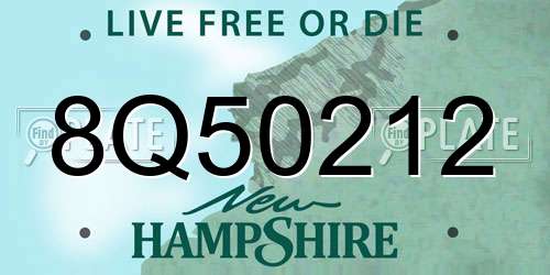 8Q50212 New Hampshire License Plate