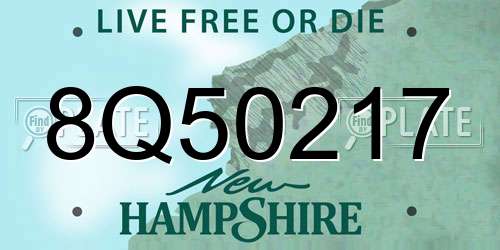 8Q50217 New Hampshire License Plate