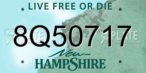 8Q50717 New Hampshire License Plate