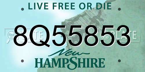 8Q55853 New Hampshire License Plate