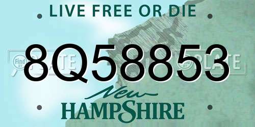 8Q58853 New Hampshire License Plate