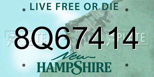 8Q67414 New Hampshire License Plate