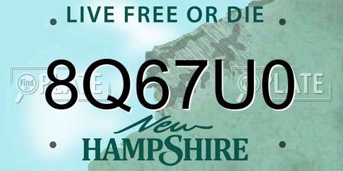 8Q67U0 New Hampshire License Plate