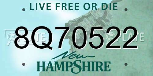 8Q70522 New Hampshire License Plate