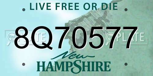 8Q70577 New Hampshire License Plate