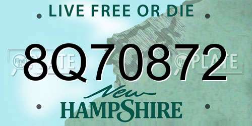 8Q70872 New Hampshire License Plate