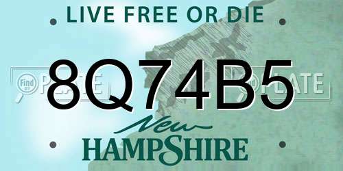 8Q74B5 New Hampshire License Plate
