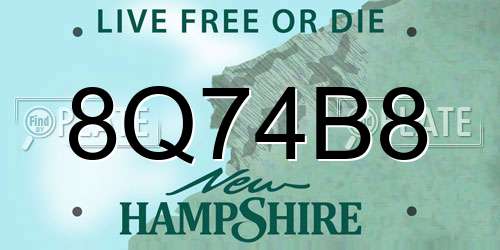 8Q74B8 New Hampshire License Plate