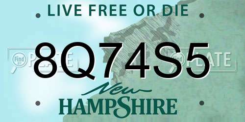 8Q74S5 New Hampshire License Plate