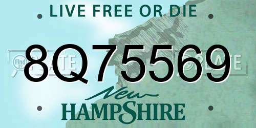 8Q75569 New Hampshire License Plate