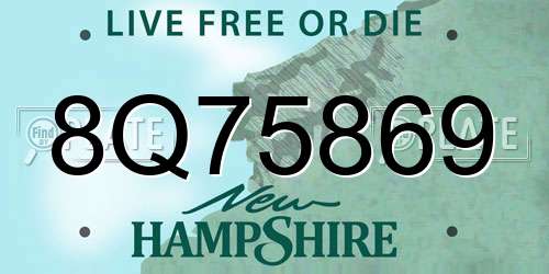 8Q75869 New Hampshire License Plate