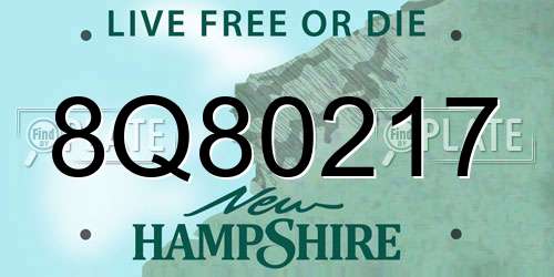 8Q80217 New Hampshire License Plate