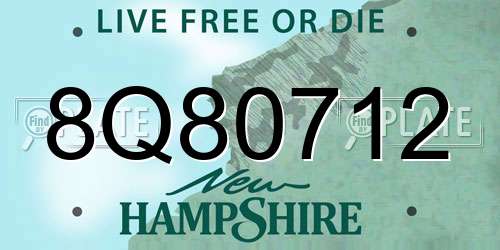 8Q80712 New Hampshire License Plate