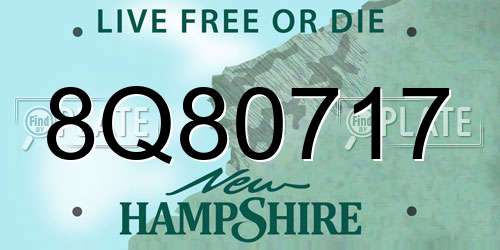 8Q80717 New Hampshire License Plate