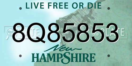 8Q85853 New Hampshire License Plate