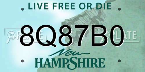 8Q87B0 New Hampshire License Plate