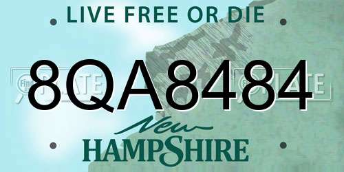 8QA8484 New Hampshire License Plate