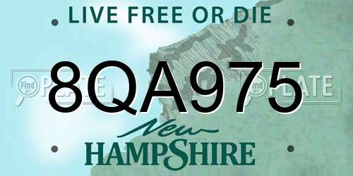 8QA975 New Hampshire License Plate
