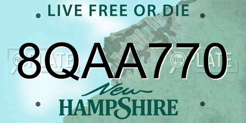 8QAA770 New Hampshire License Plate