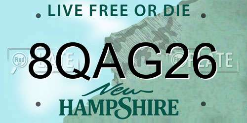 8QAG26 New Hampshire License Plate