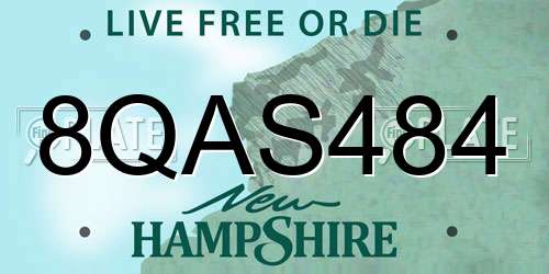 8QAS484 New Hampshire License Plate