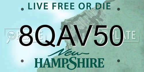8QAV50 New Hampshire License Plate