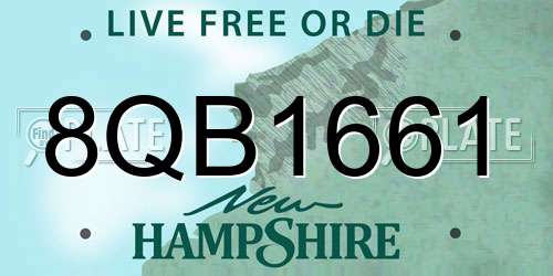 8QB1661 New Hampshire License Plate