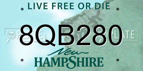 8QB280 New Hampshire License Plate