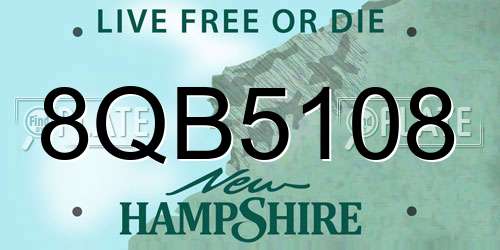 8QB5108 New Hampshire License Plate