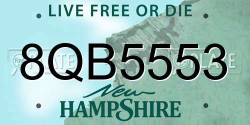 8QB5553 New Hampshire License Plate