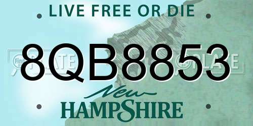 8QB8853 New Hampshire License Plate