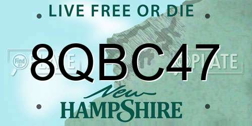 8QBC47 New Hampshire License Plate