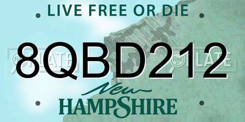 8QBD212 New Hampshire License Plate