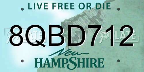 8QBD712 New Hampshire License Plate