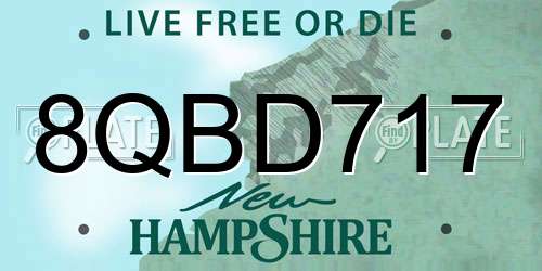 8QBD717 New Hampshire License Plate