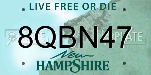 8QBN47 New Hampshire License Plate